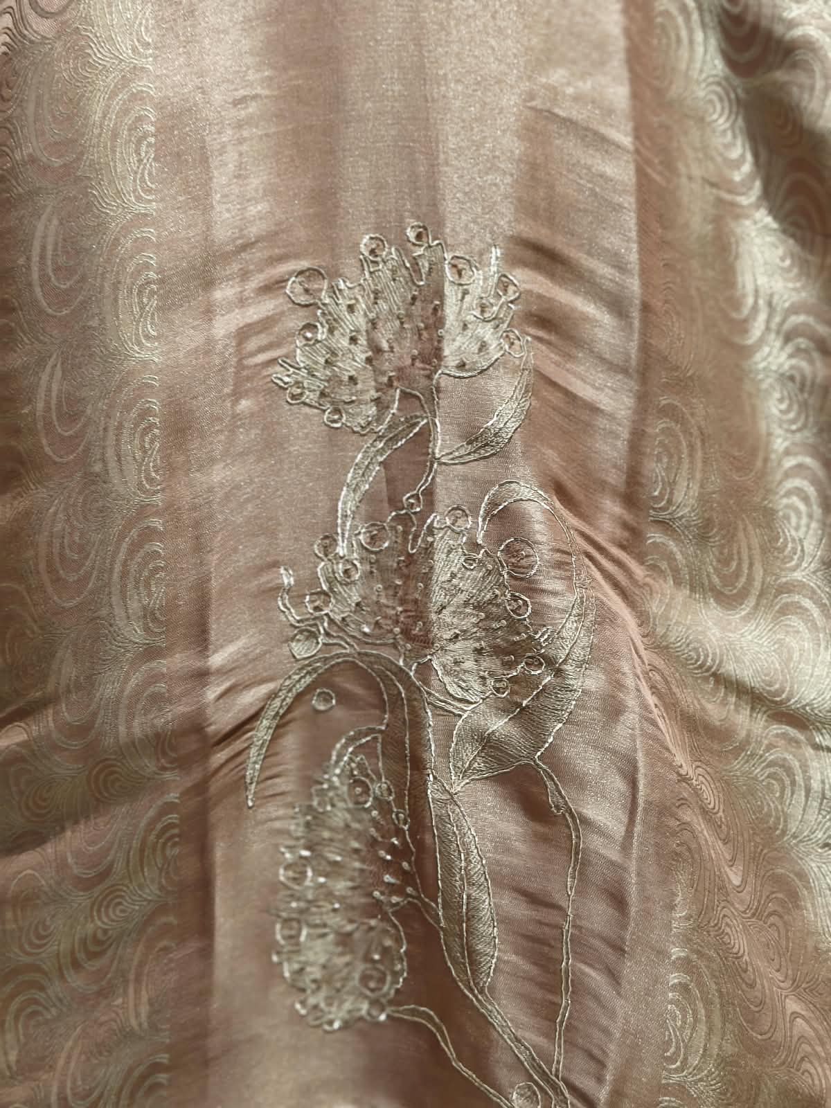 Peach Banarasi Tissue Silk Straight Kurtha 112