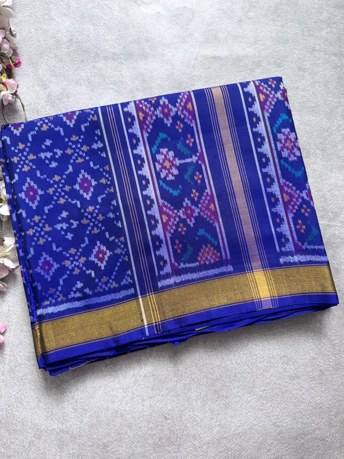 Navy Blue Pure Patola Silk Saree (Swara)