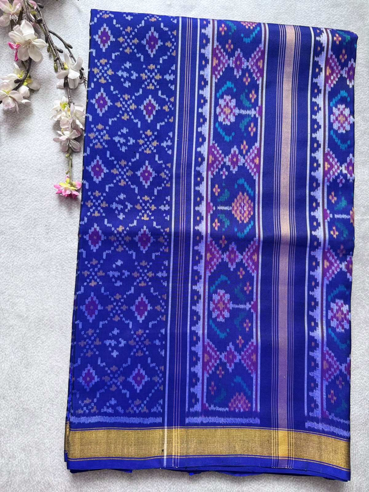 Navy Blue Pure Patola Silk Saree (Swara)