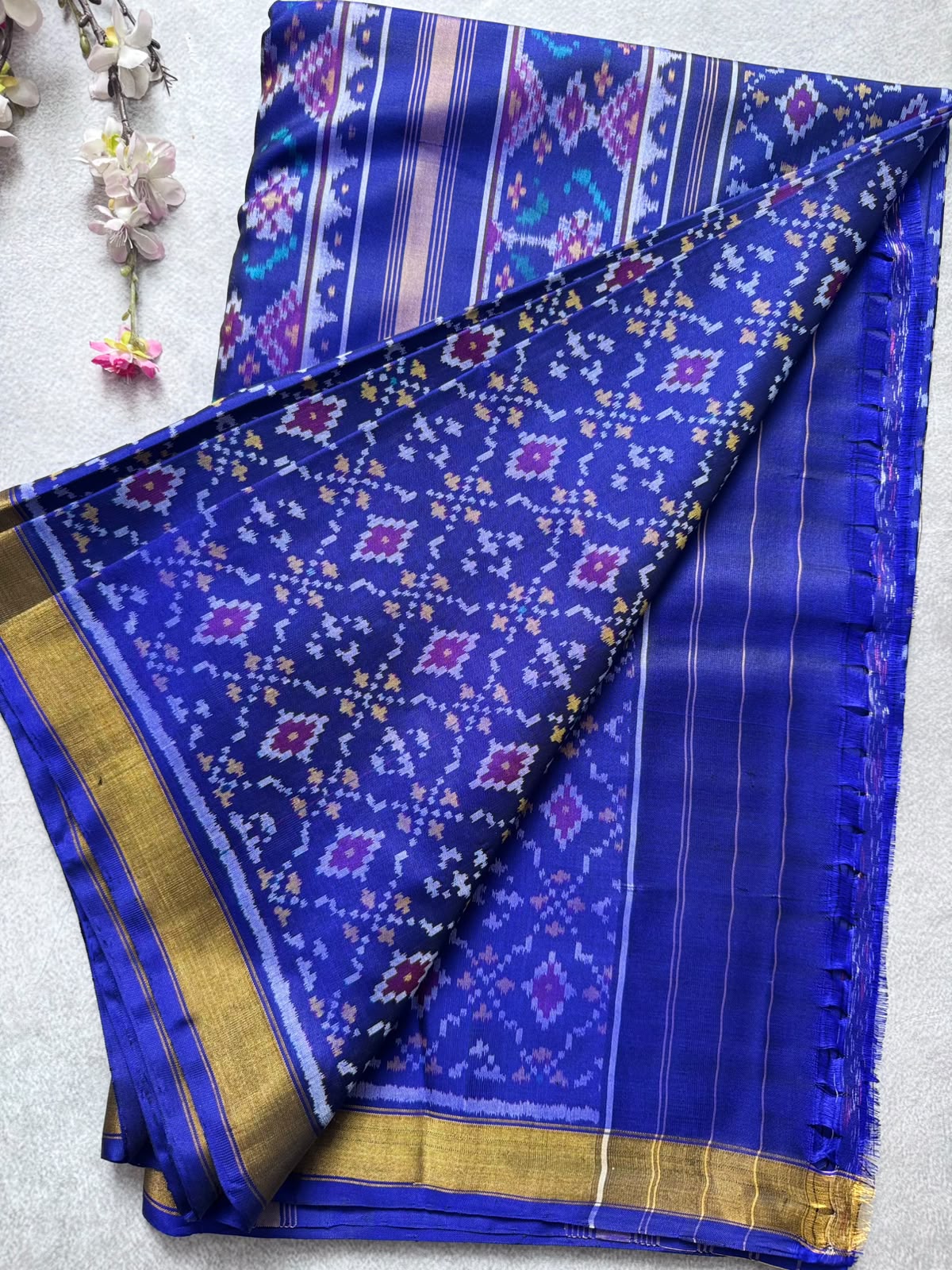 Navy Blue Pure Patola Silk Saree (Swara)