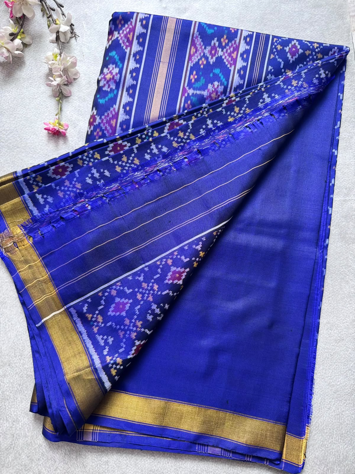 Navy Blue Pure Patola Silk Saree (Swara)