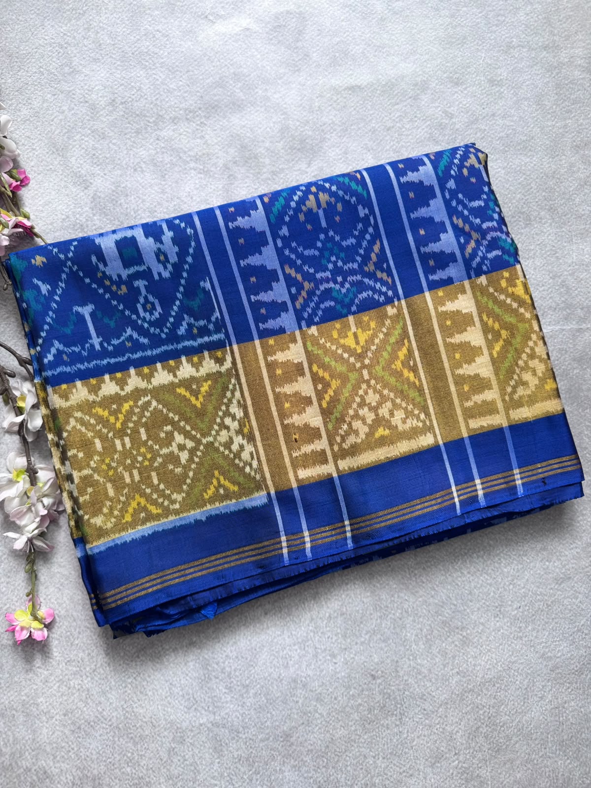 Navy Blue Pure Patola Silk Saree (Swara)