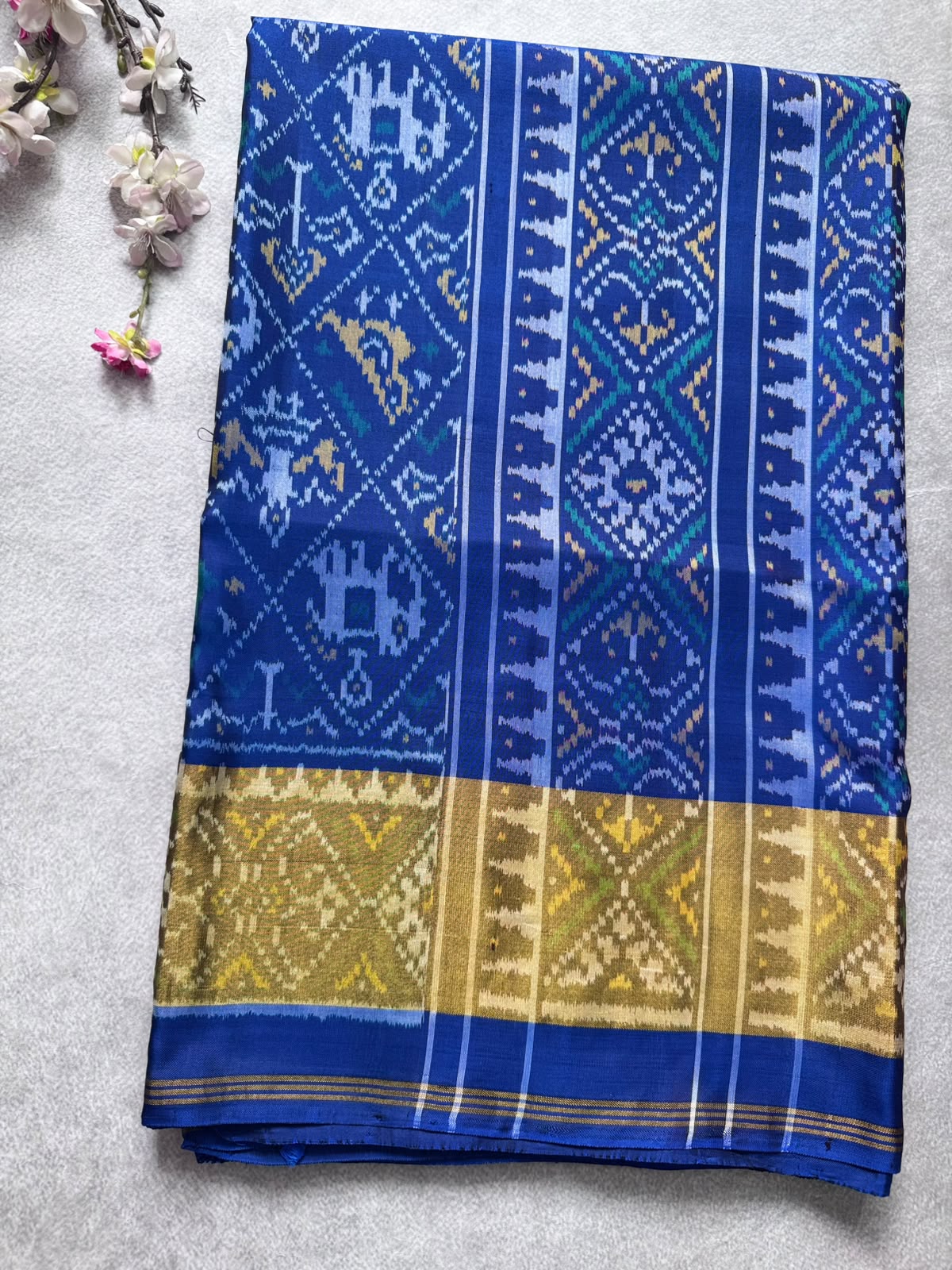Navy Blue Pure Patola Silk Saree (Swara)