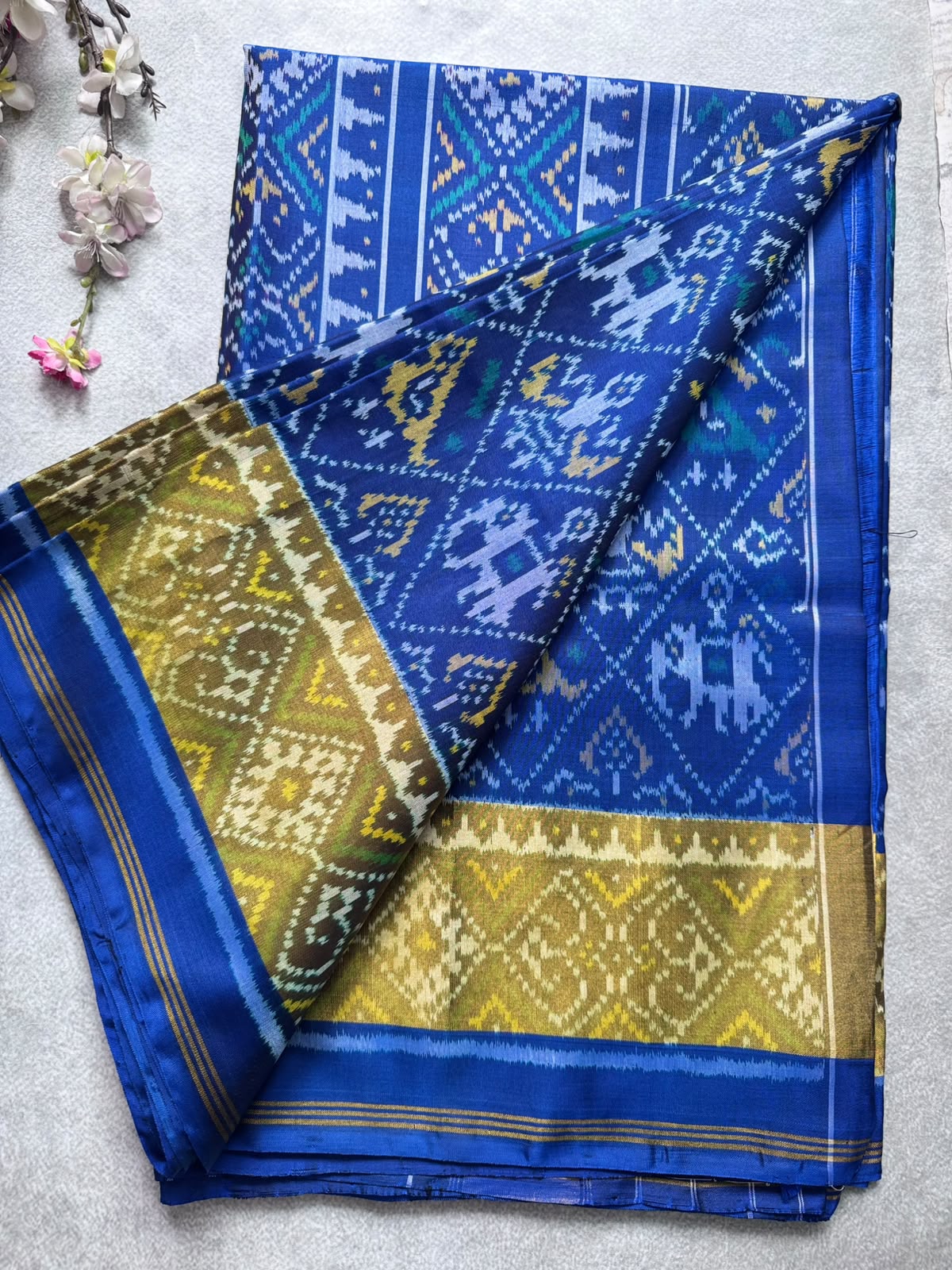 Navy Blue Pure Patola Silk Saree (Swara)