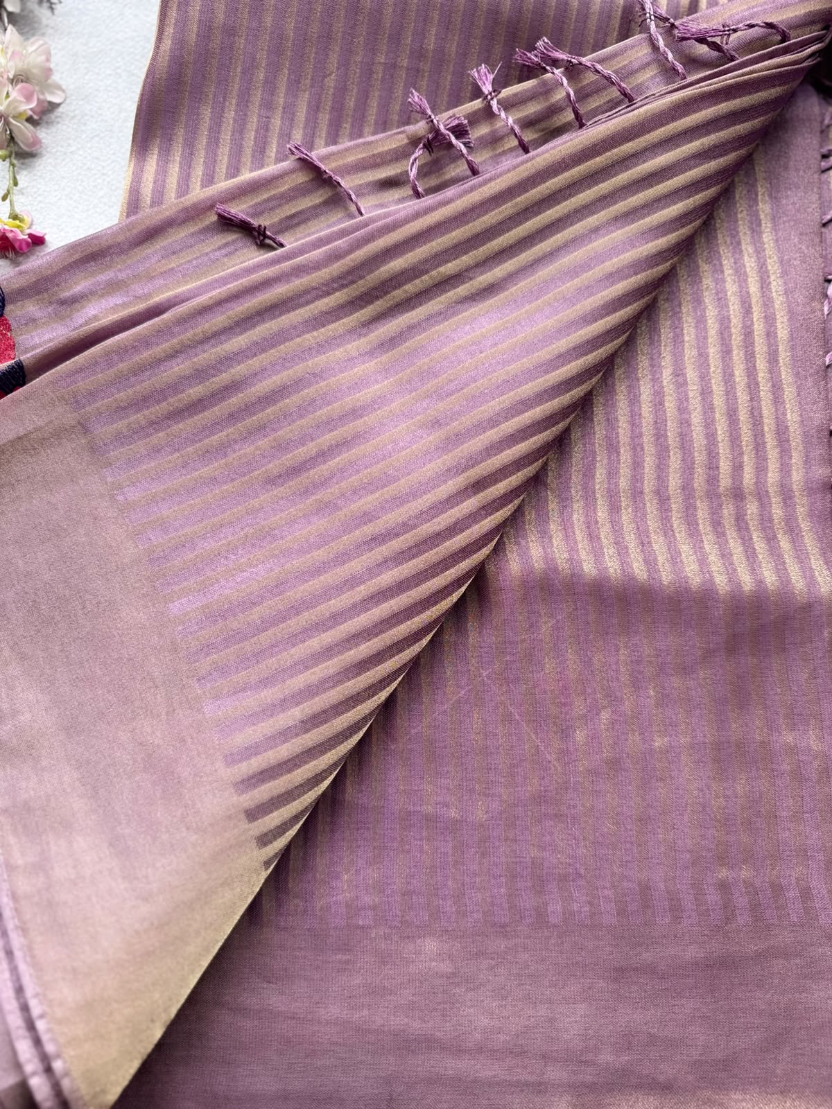Mauve Embroidery Border Tissue Saree 109
