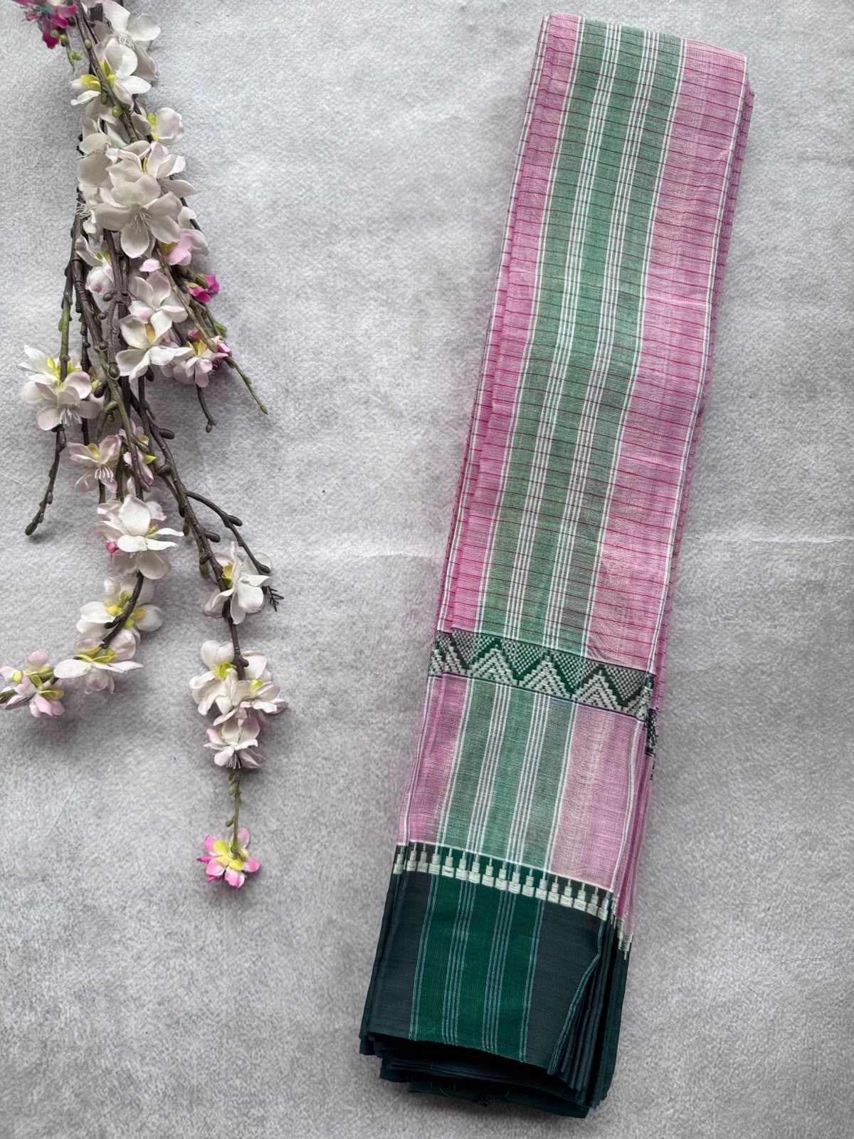 Pink Checks Pure Cotton Saree 109