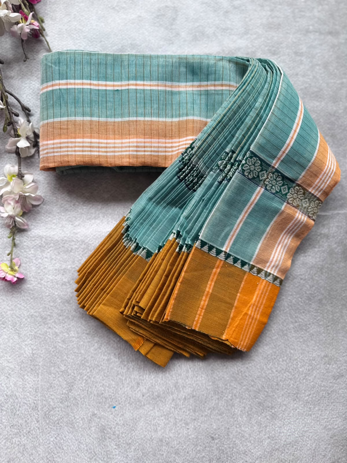 Green Checks Pure Cotton Saree 109