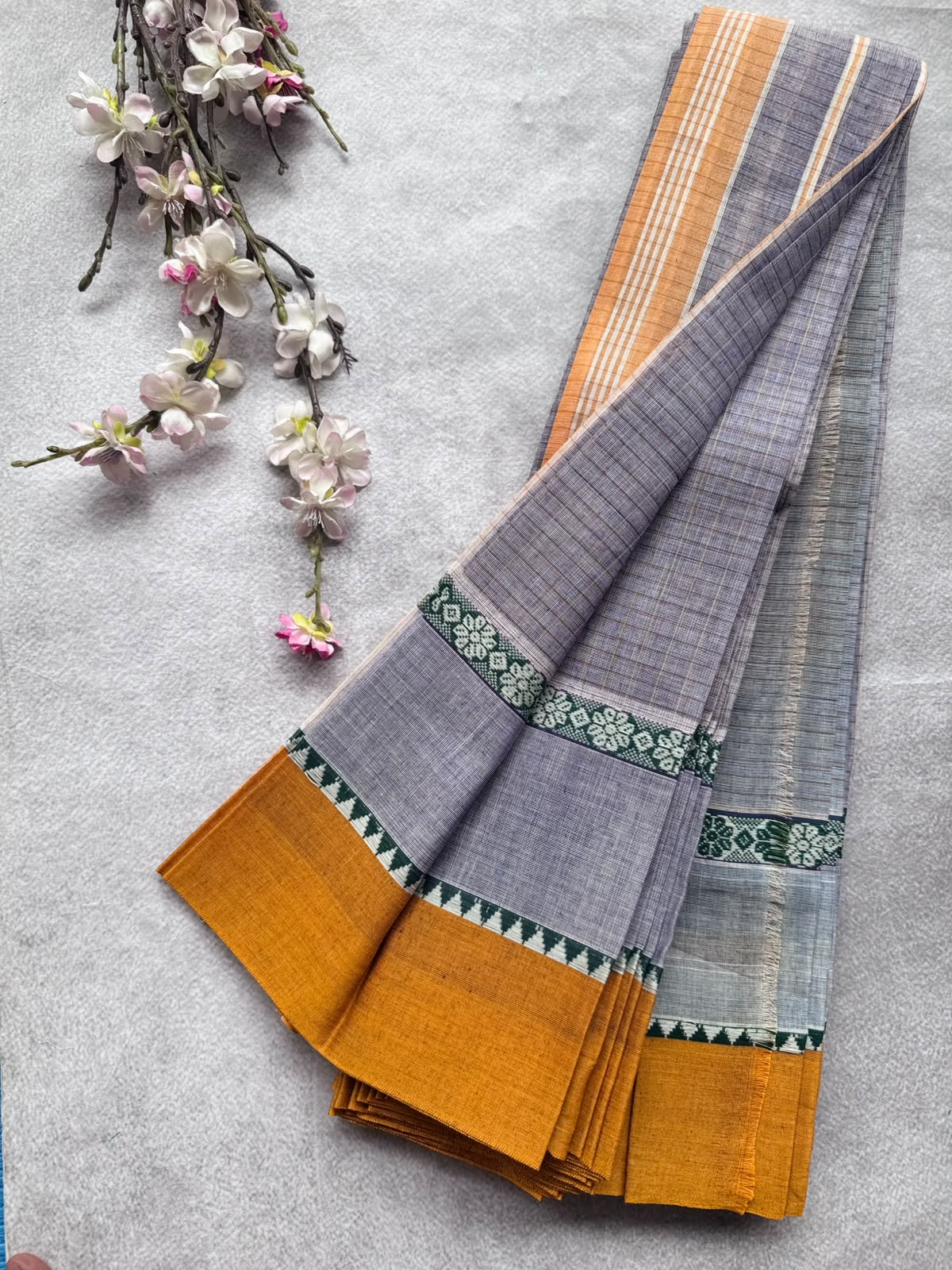 Navy Blue Checks Pure Cotton Saree 109