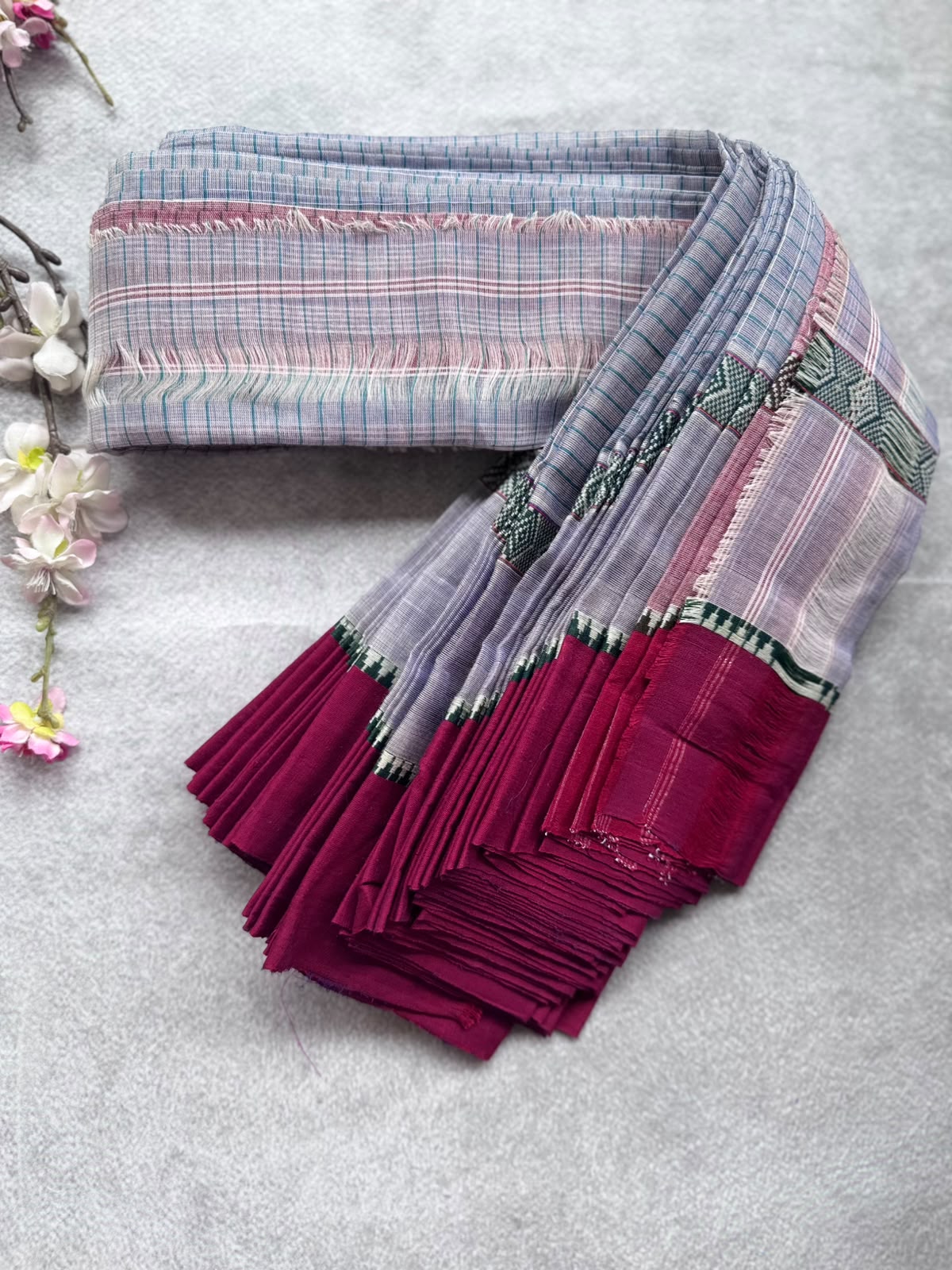Navy Blue Checks Pure Cotton Saree 109
