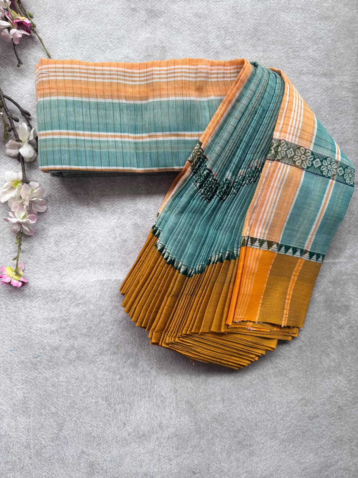 Green Checks Pure Cotton Saree 109