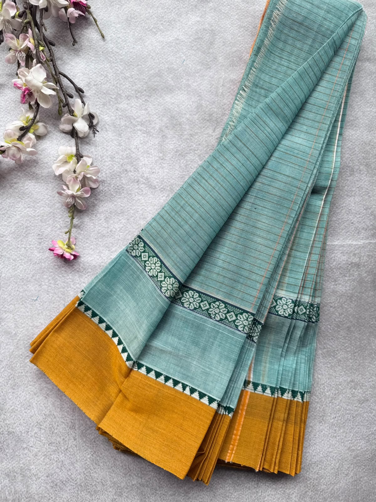 Green Checks Pure Cotton Saree 109