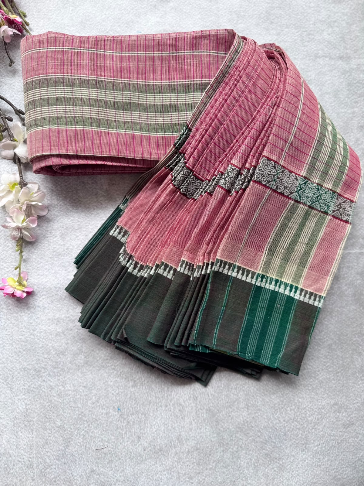 Red Checks Pure Cotton Saree 109