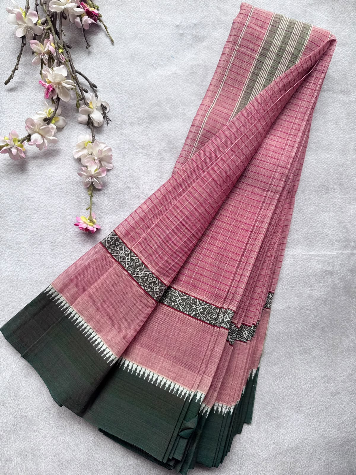 Red Checks Pure Cotton Saree 109