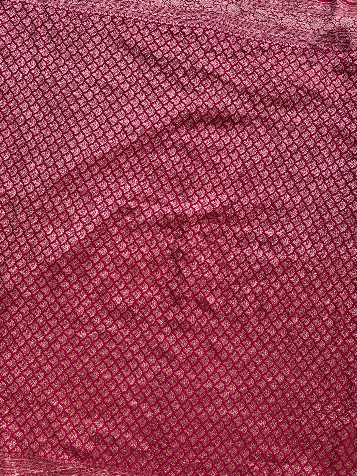 Red n Mustard Half n Half Pure Benarasi Crepe Saree 109