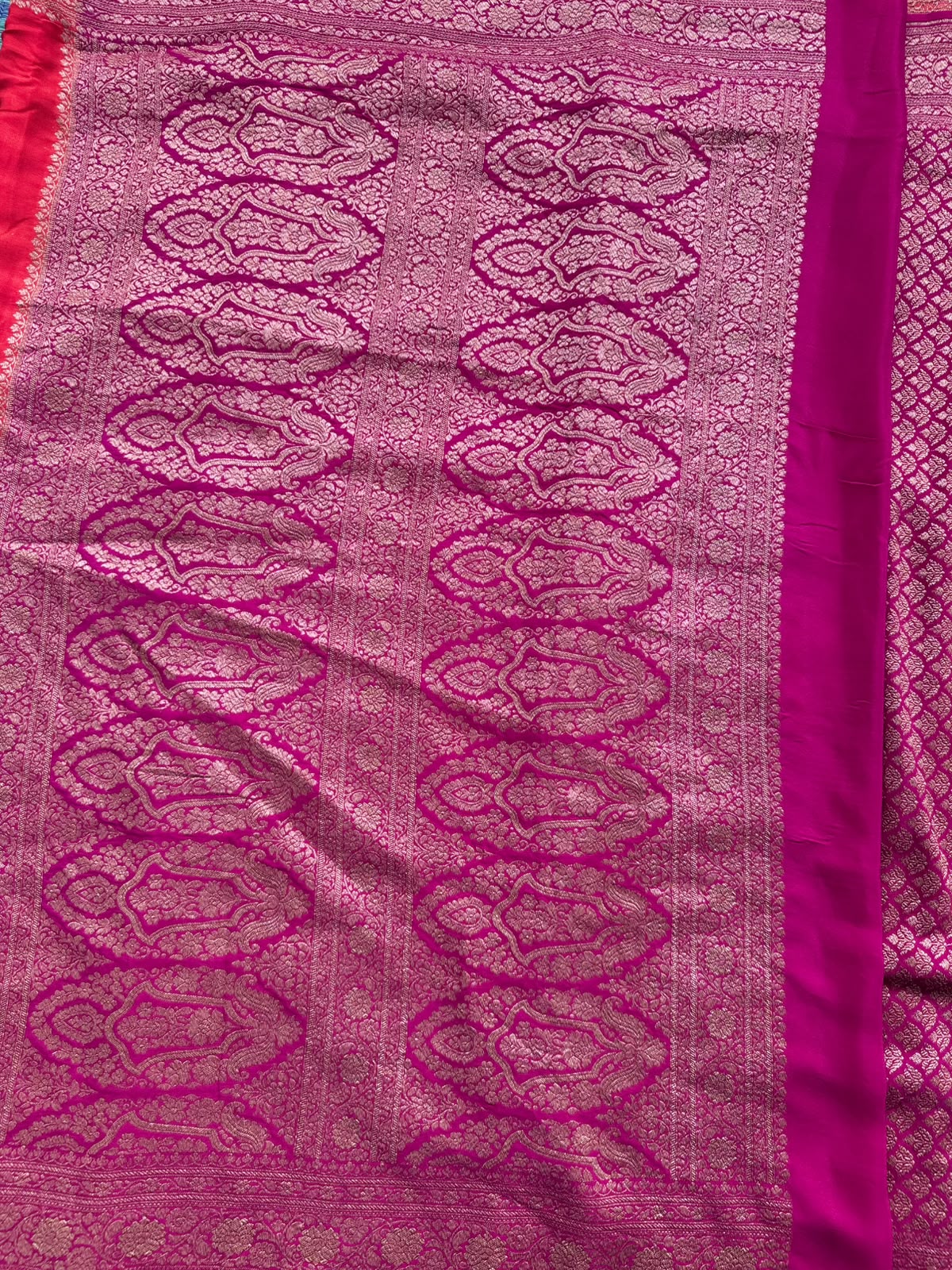 Magenta n Orange Half n Half Pure Benarasi Saree 109