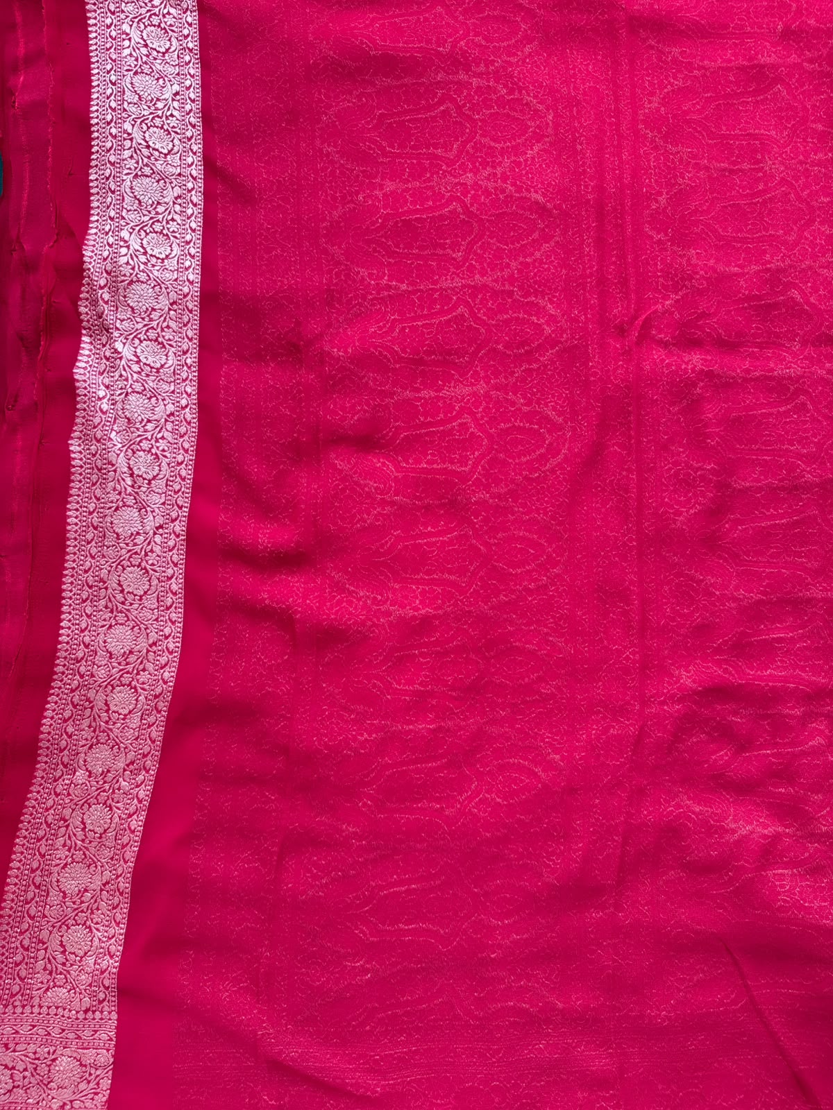 Red n Bottle Green Half n Half Pure Benarasi Crepe Saree 109