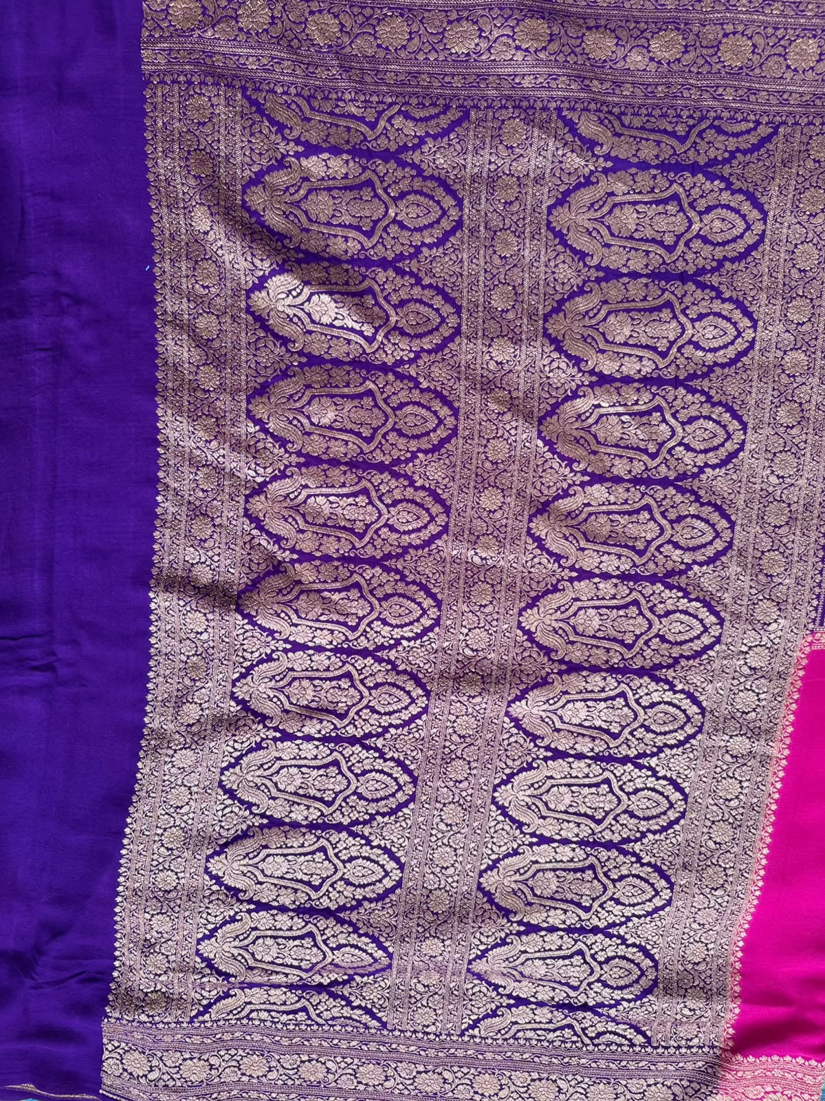Purple n Magenta Half n Half Pure Benarasi Saree 109