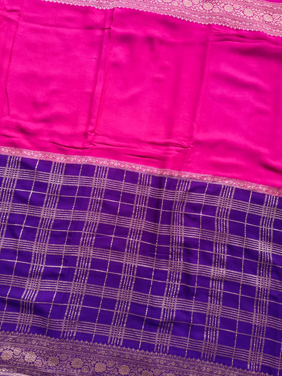 Purple n Magenta Half n Half Pure Benarasi Saree 109