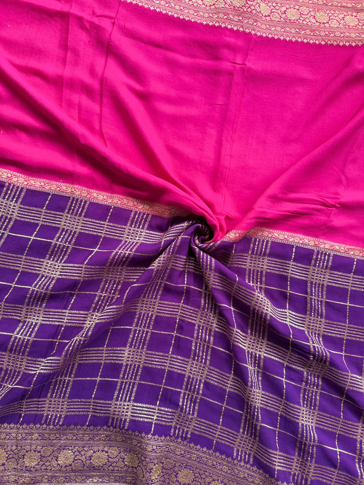 Purple n Magenta Half n Half Pure Benarasi Saree 109
