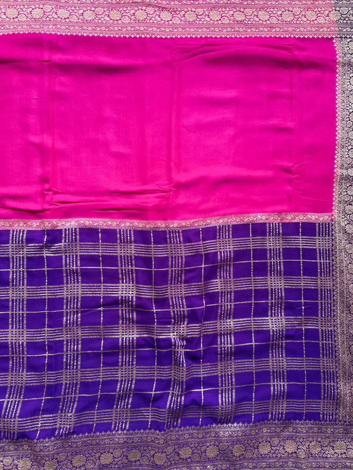 Purple n Magenta Half n Half Pure Benarasi Saree 109