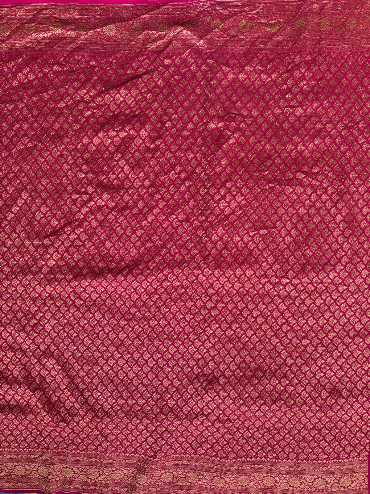 Magenta n Royal Blue Half n Half Pure Benarasi Crepe Saree 109