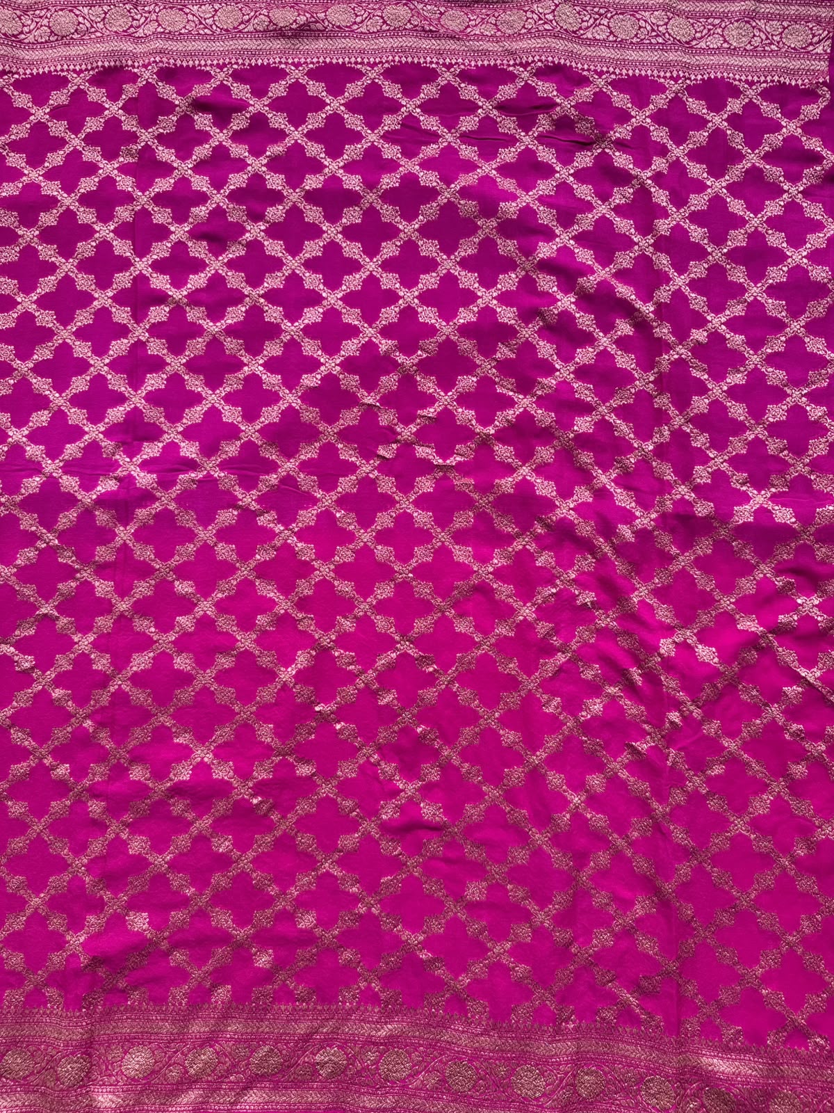 Magenta n Royal Blue Half n Half Pure Benarasi Crepe Saree 109