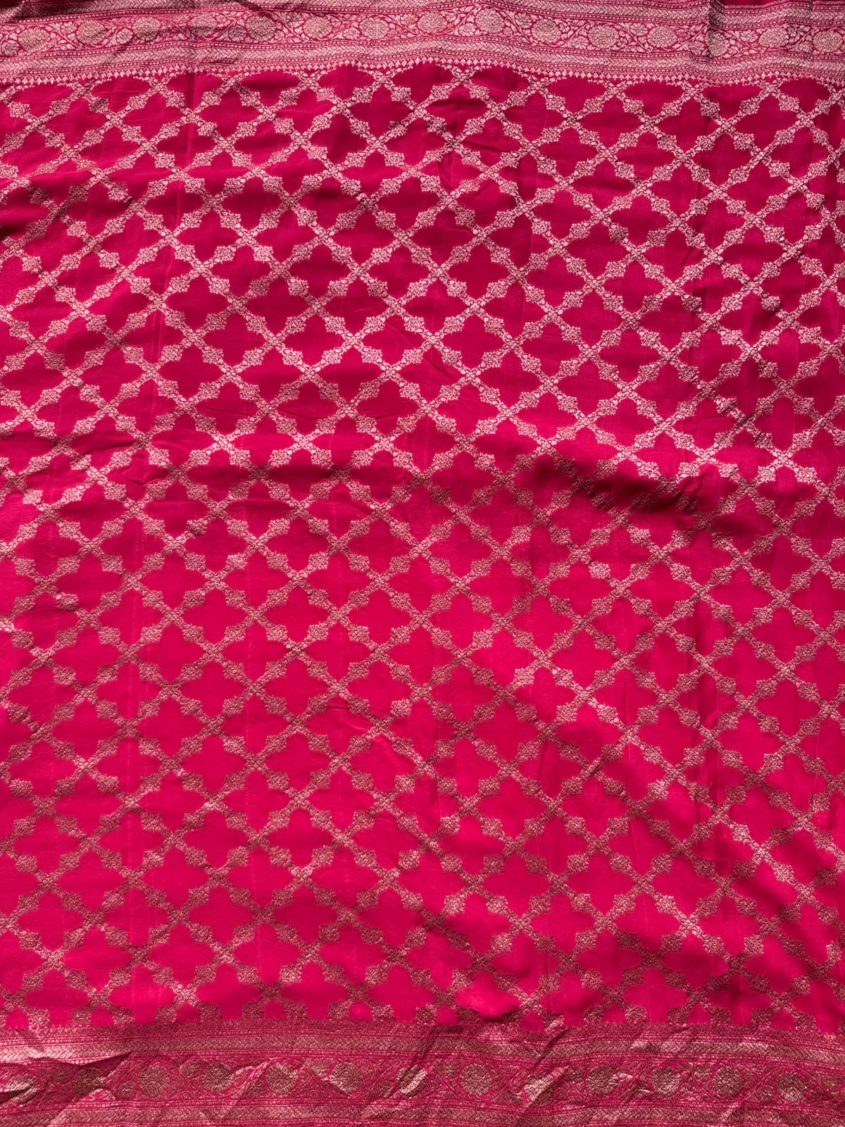 Red n Black Half n Half Pure Benarasi Crepe Saree 109