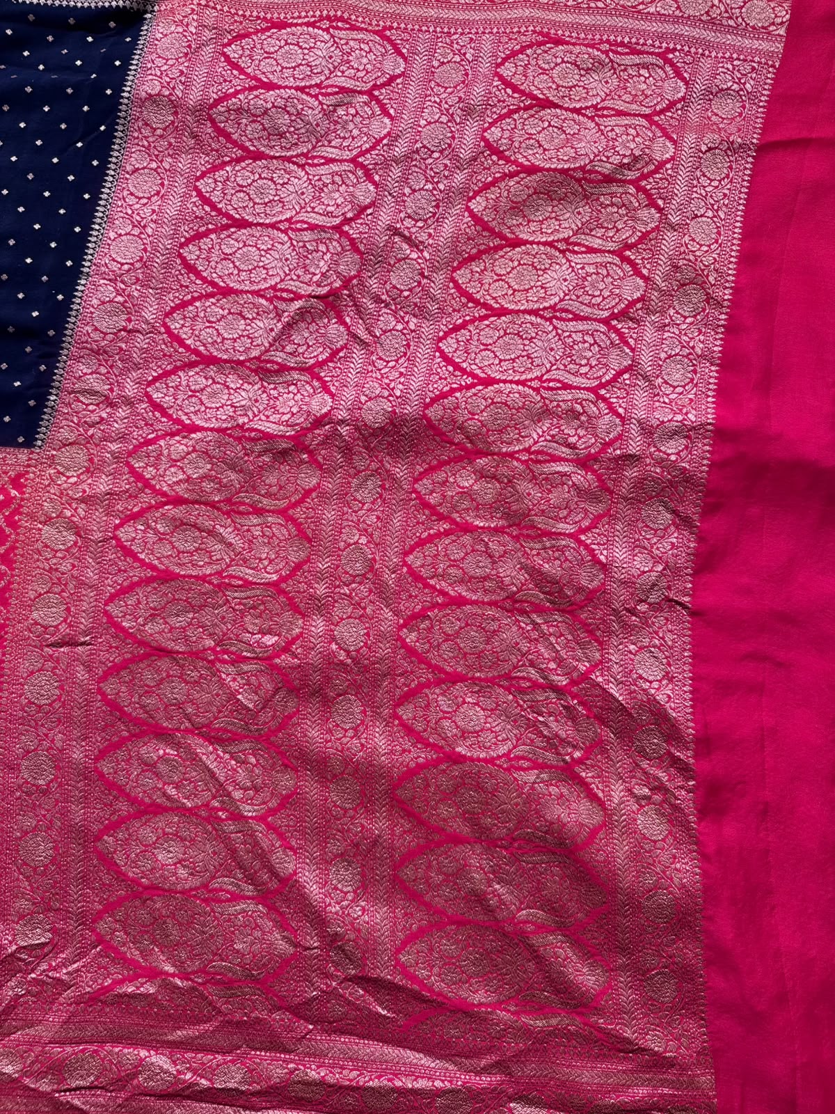 Red n Black Half n Half Pure Benarasi Crepe Saree 109
