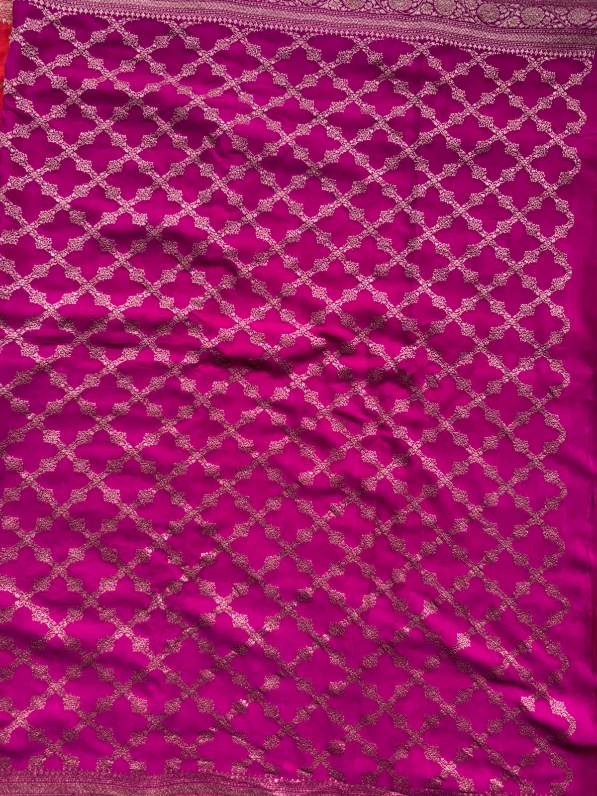 Magenta n Orange Half n Half Pure Benarasi Crepe Saree 109