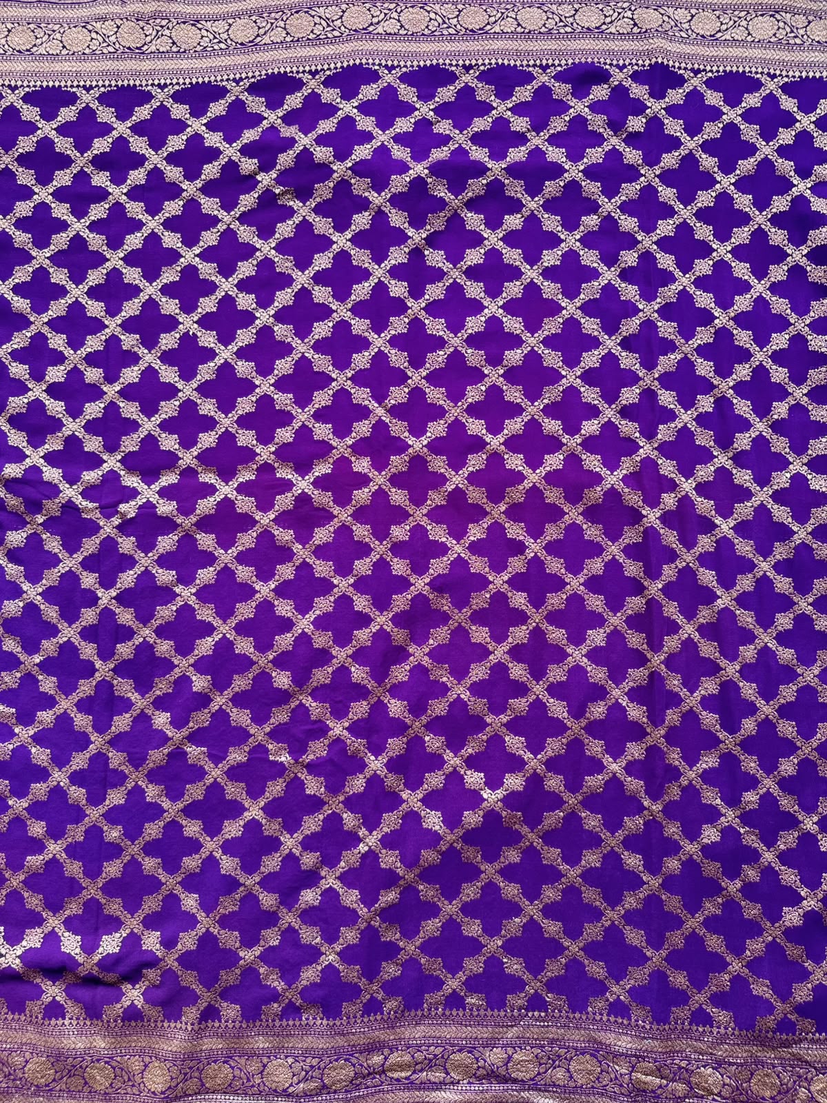 Purple n Magenta Half n Half Pure Benarasi Crepe Saree 109