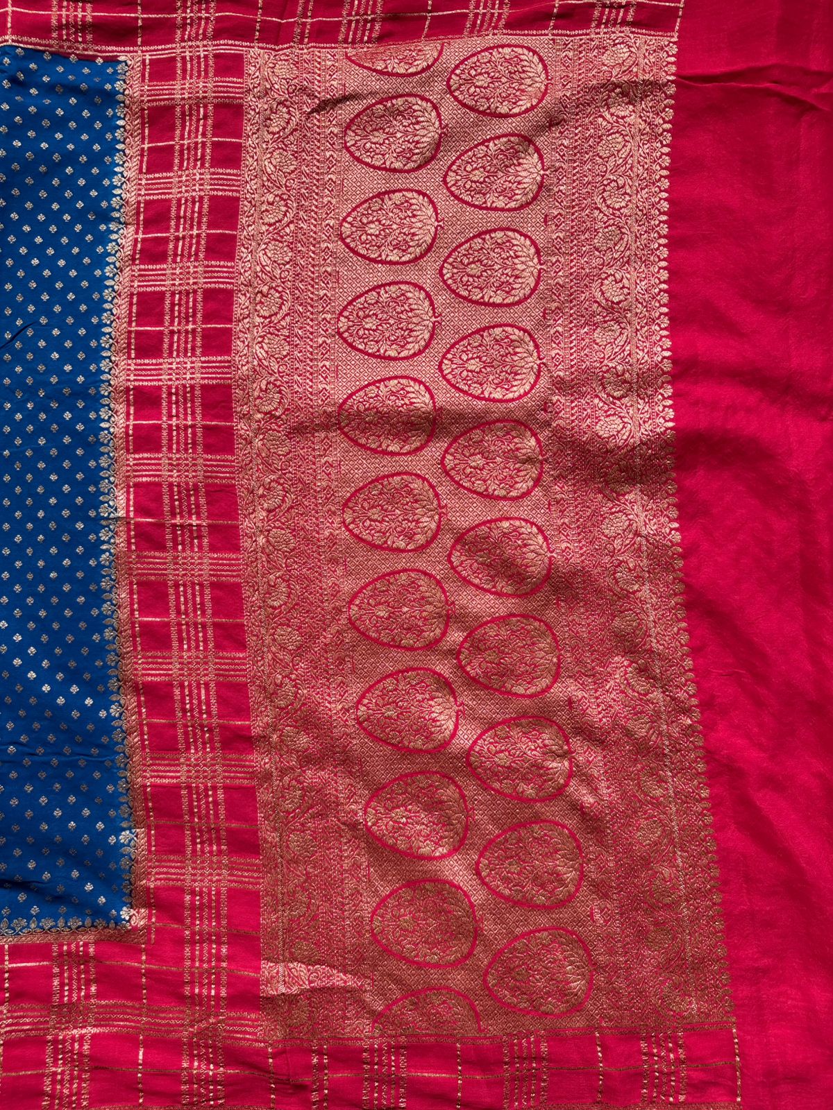 Peacock Blue Pure Benarasi Crepe Saree 109