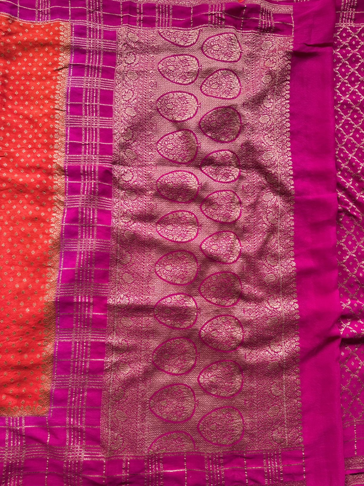 Orange Pure Benarasi Crepe Saree 109