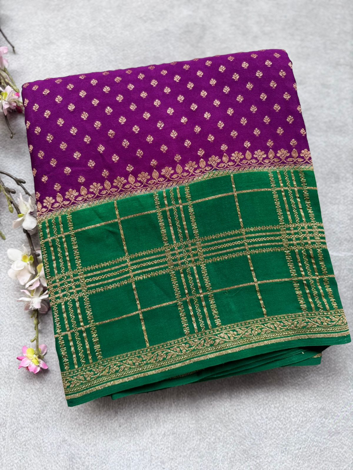 Purple Pure Benarasi Crepe Saree 109