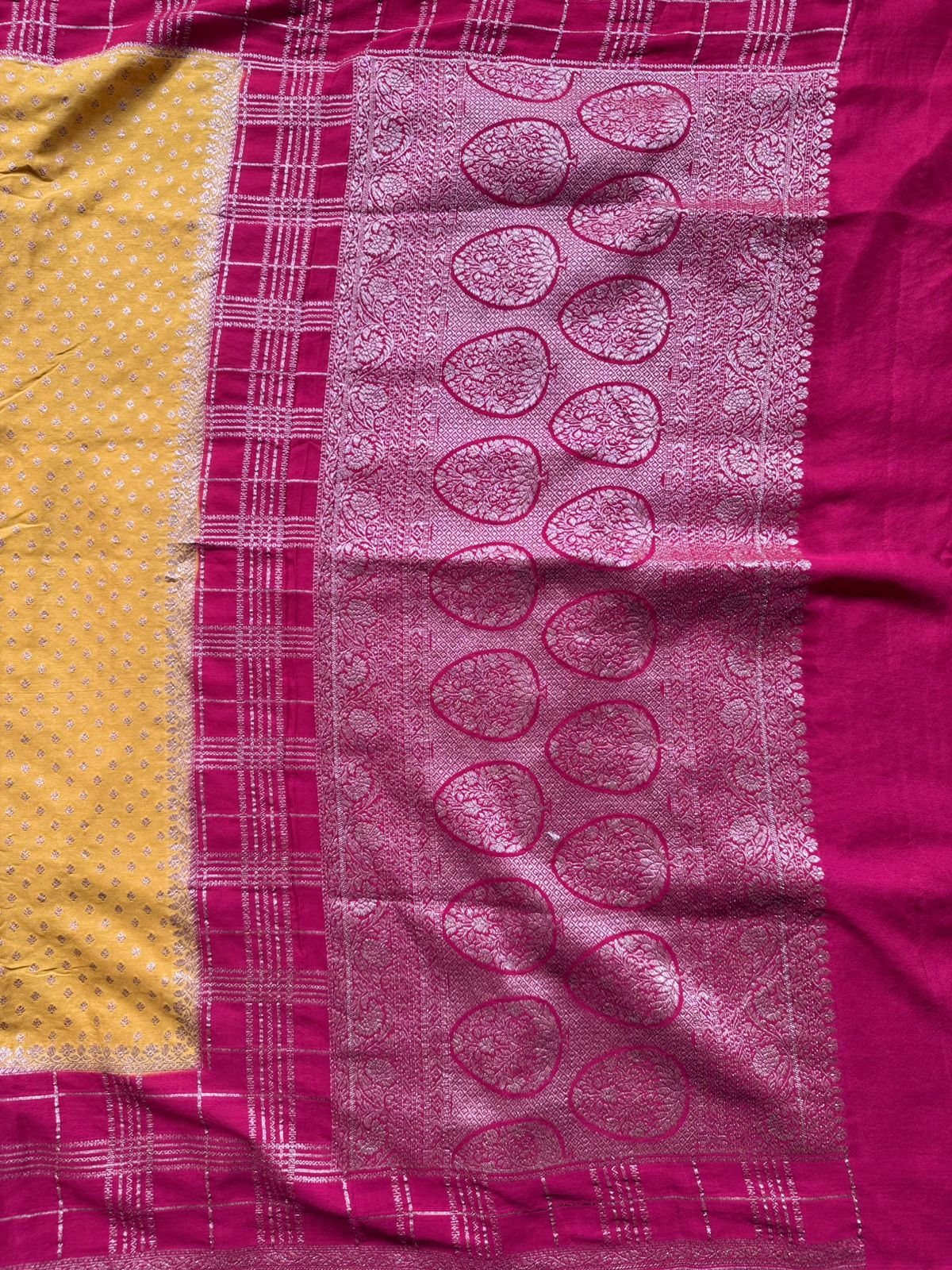 Mustard Pure Benarasi Crepe Saree 109
