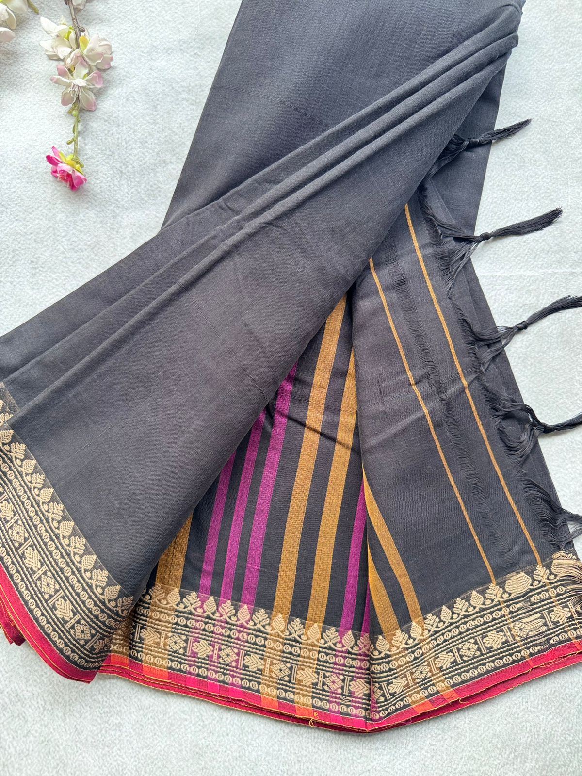 Black Narayanpet Cotton Saree 109