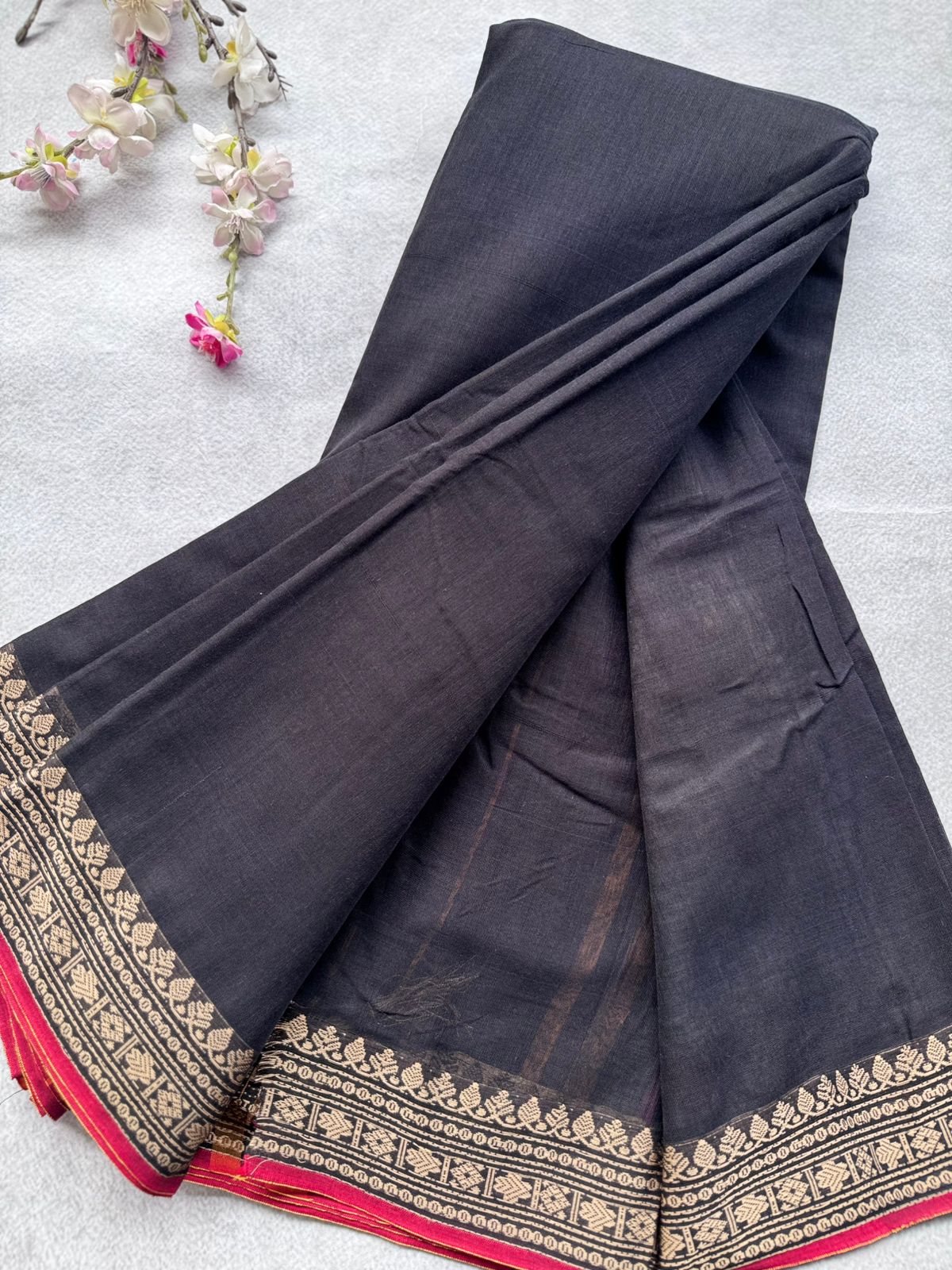 Black Narayanpet Cotton Saree 109