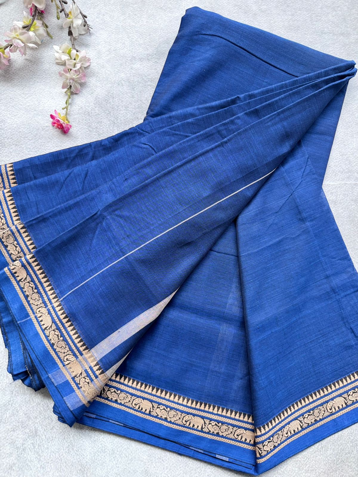 Navy Blue Narayanpet Cotton Saree 109