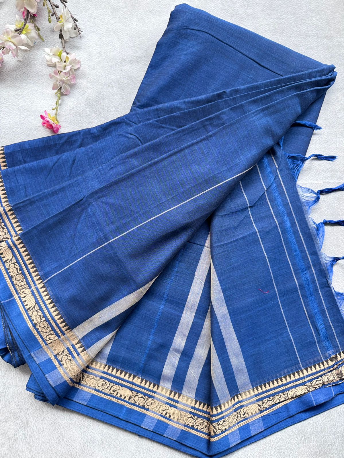 Navy Blue Narayanpet Cotton Saree 109
