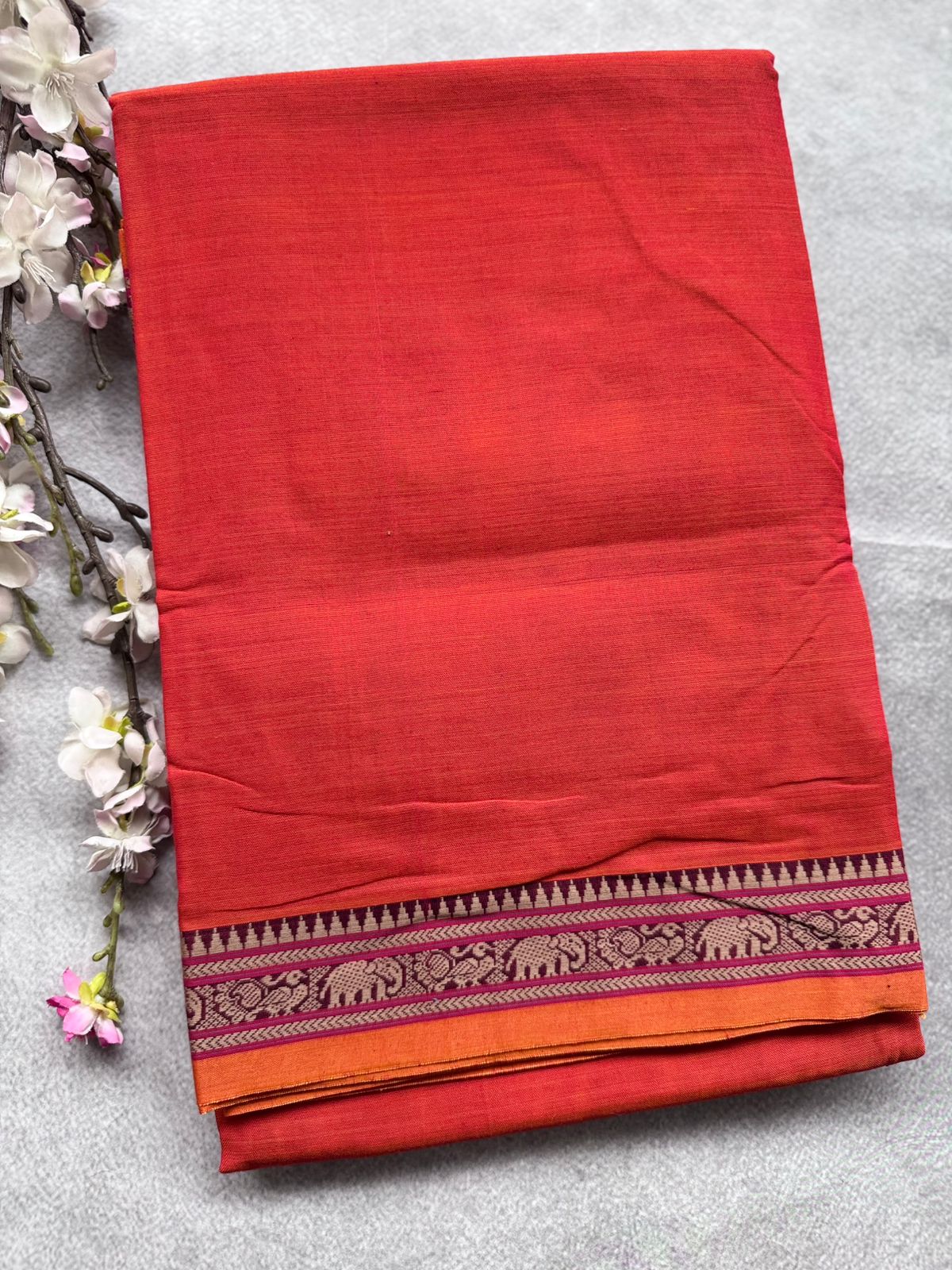 Orange Narayanpet Cotton Saree 109