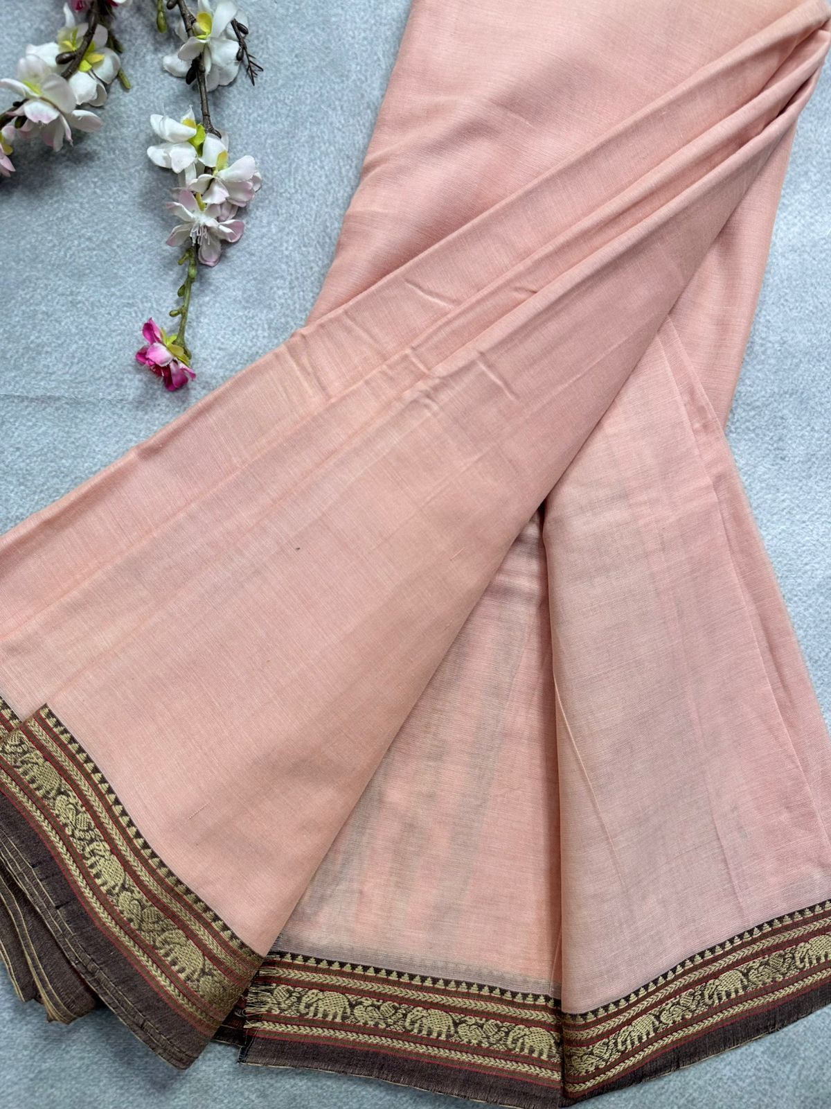 Peach Narayanpet Cotton Saree 109