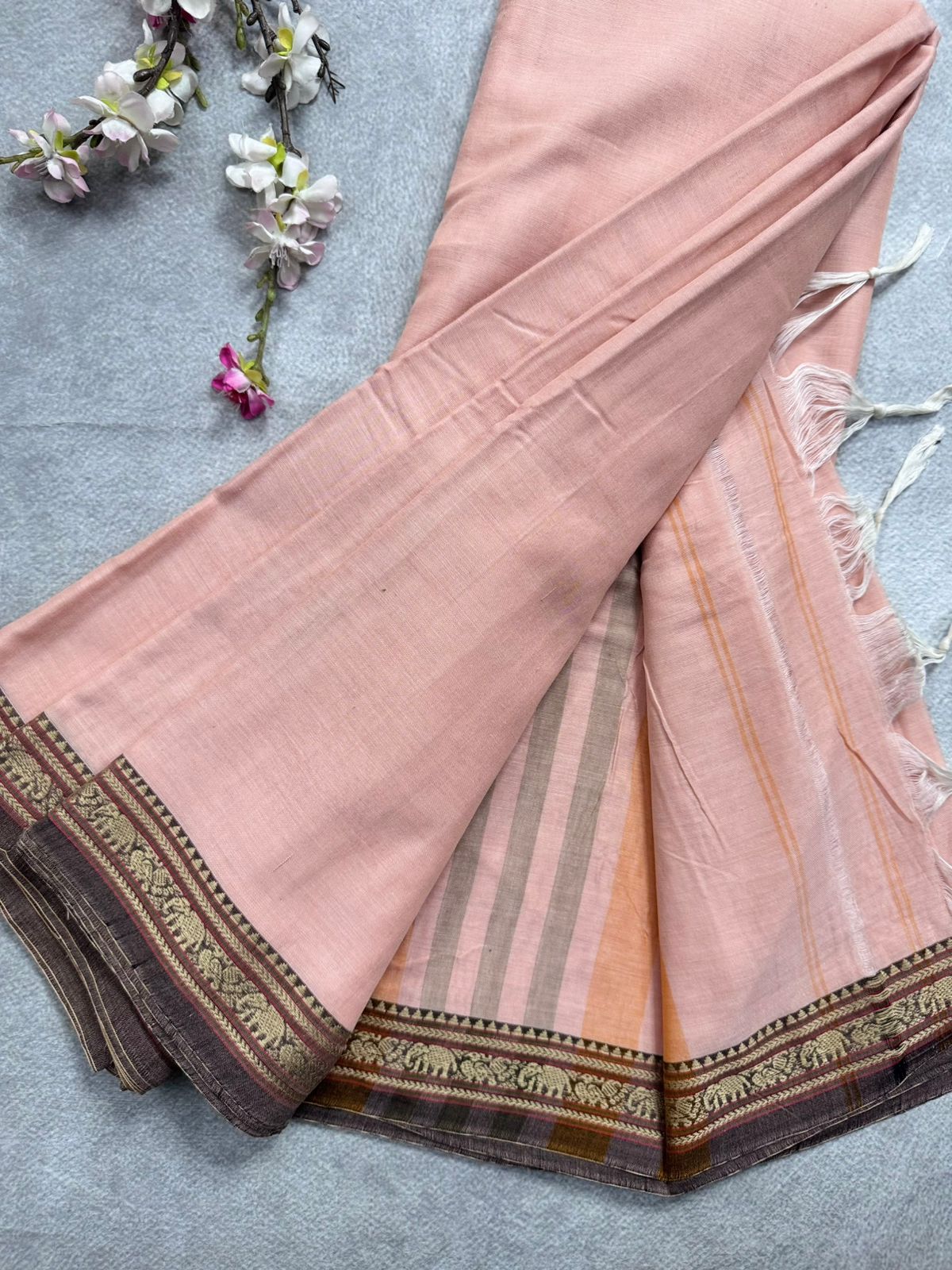 Peach Narayanpet Cotton Saree 109