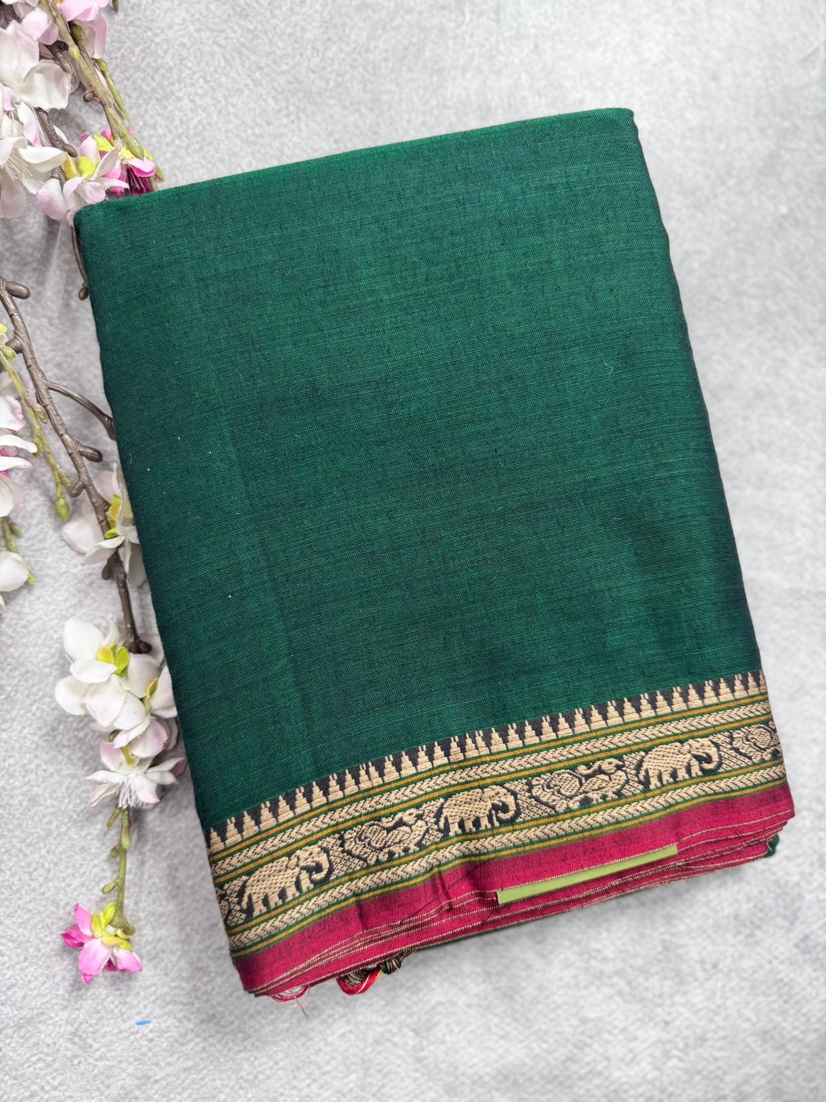 Bottle Green Narayanpet Cotton Saree 109