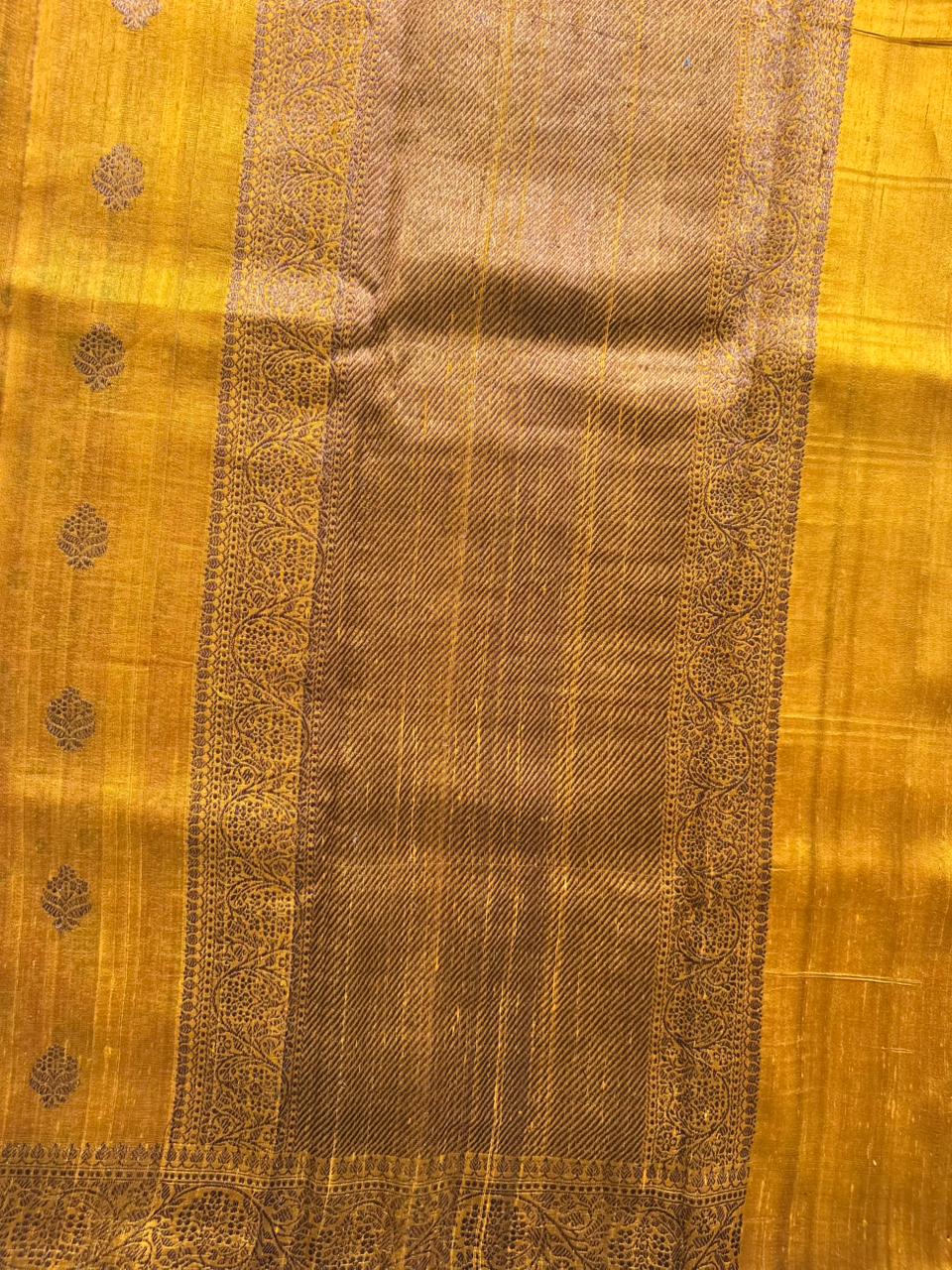 Mustard Pure Raw Silk Saree 109
