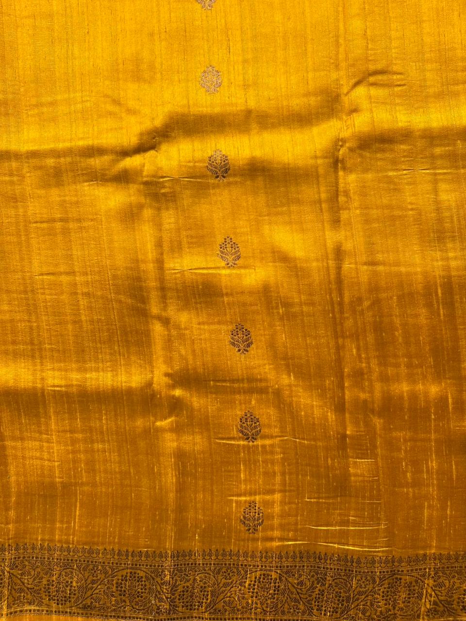 Mustard Pure Raw Silk Saree 109