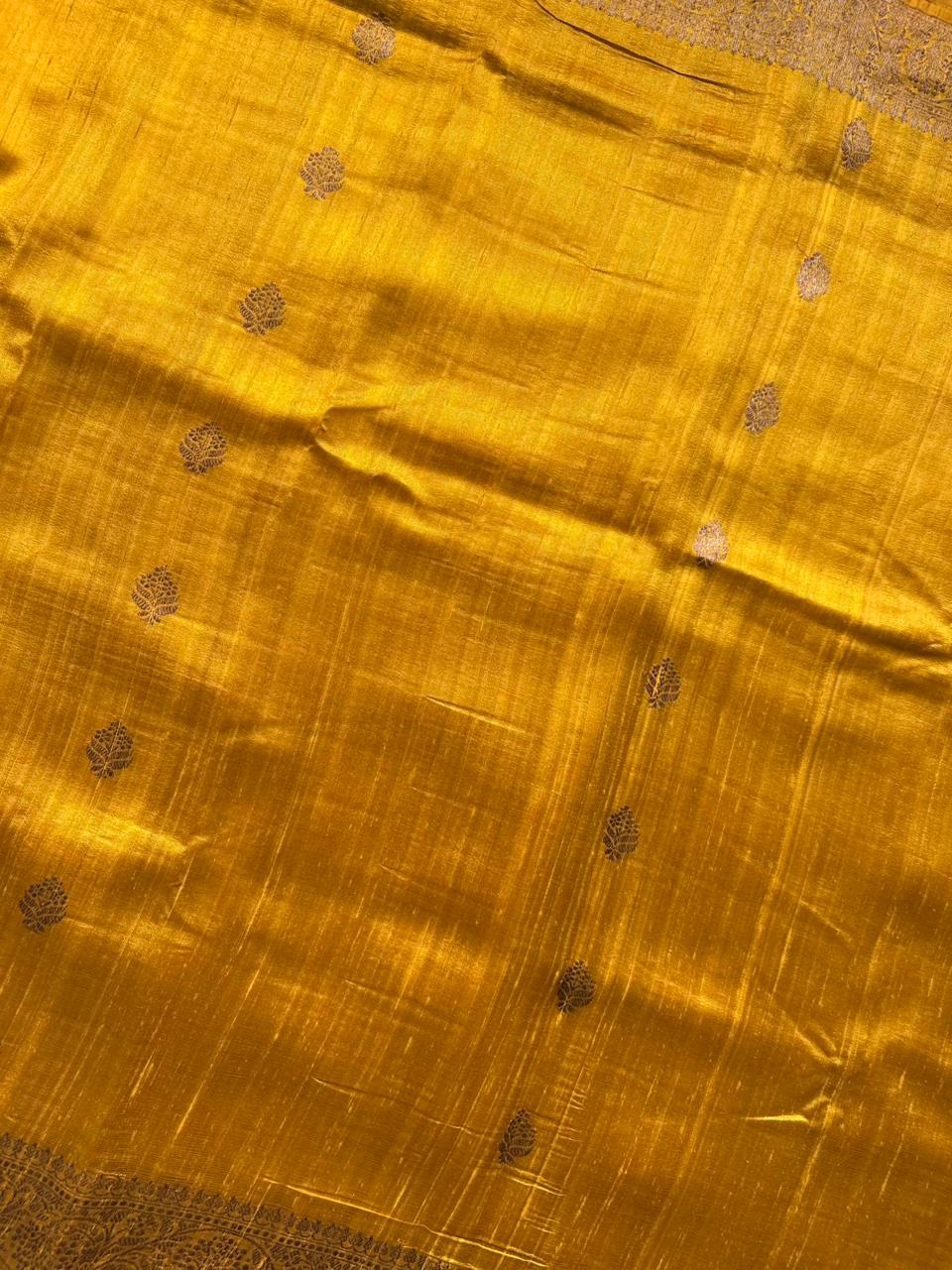 Mustard Pure Raw Silk Saree 109