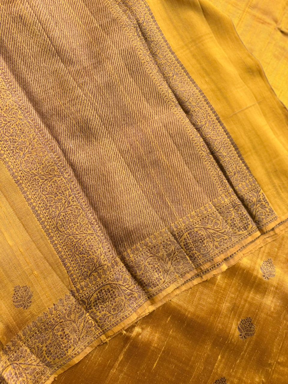 Mustard Pure Raw Silk Saree 109