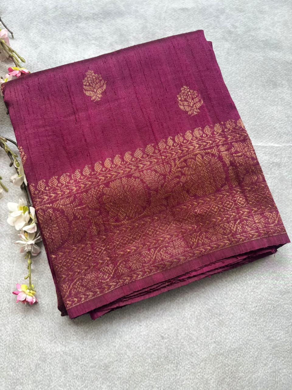 Wine Pure Raw Silk Saree 109
