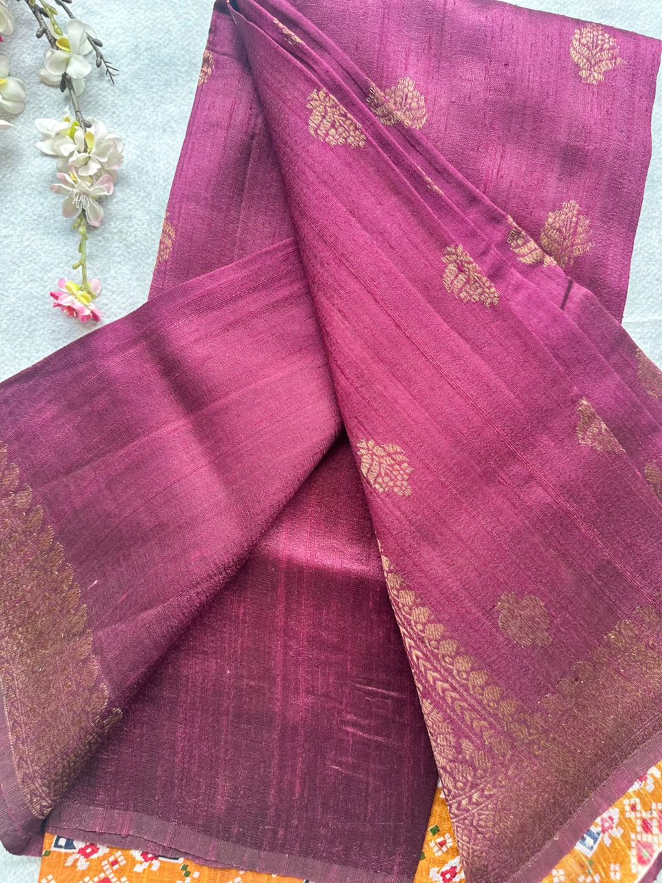 Wine Pure Raw Silk Saree 109