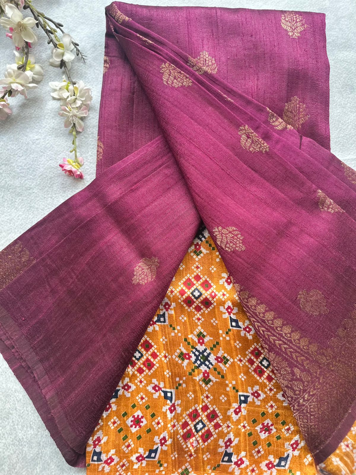 Wine Pure Raw Silk Saree 109