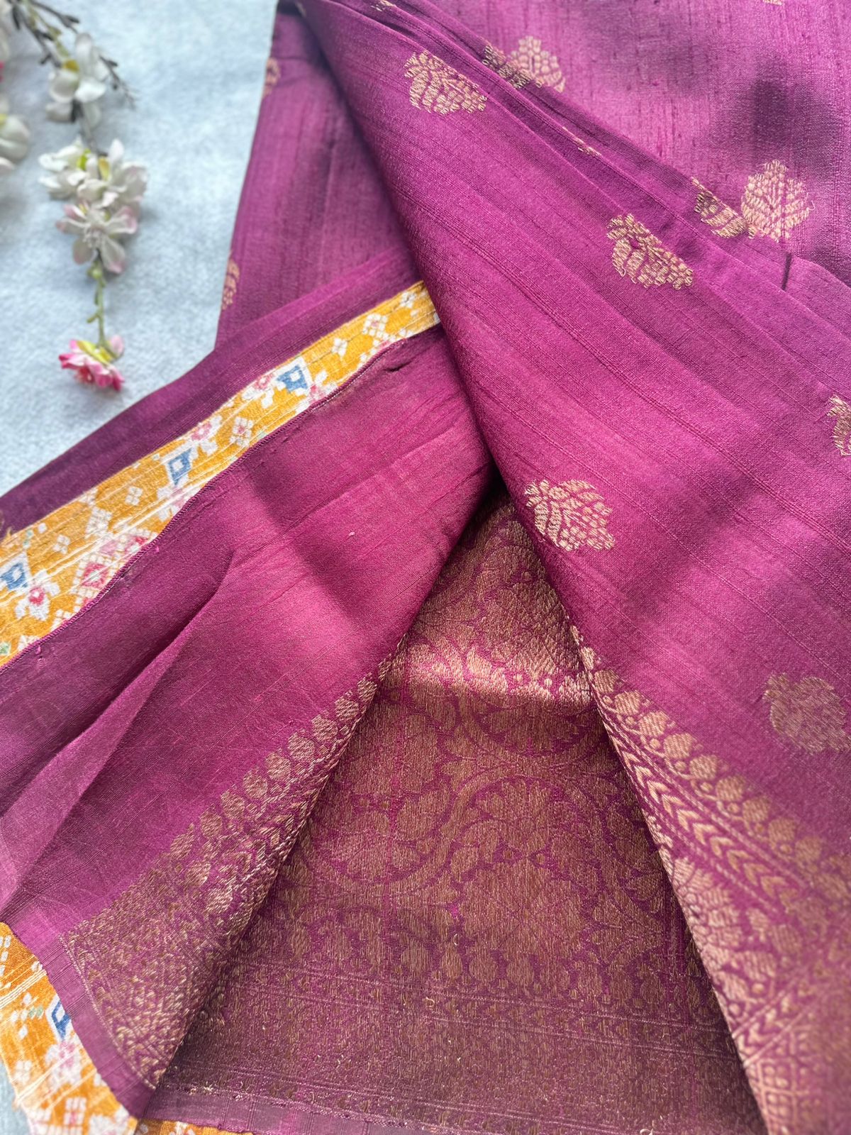 Wine Pure Raw Silk Saree 109